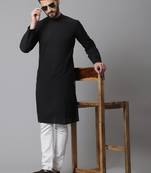 Solid kurta with band collar