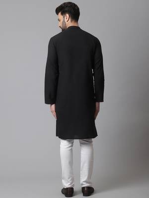 Solid kurta with band collar 5