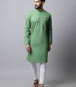 Solid kurta with band collar