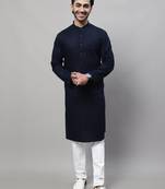 Pure cotton kurta with band collar