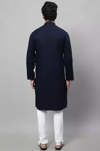 Pure cotton kurta with band collar