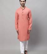 Pure cotton kurta with band collar