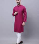 Pure cotton kurta with band collar