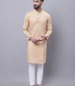 Pure cotton kurta with band collar