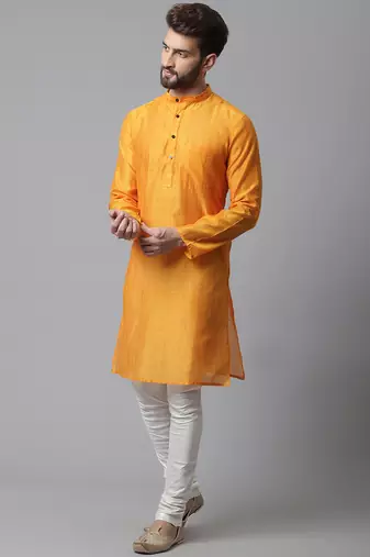 Check kurta with band collar