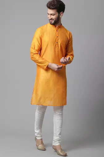 Check kurta with band collar