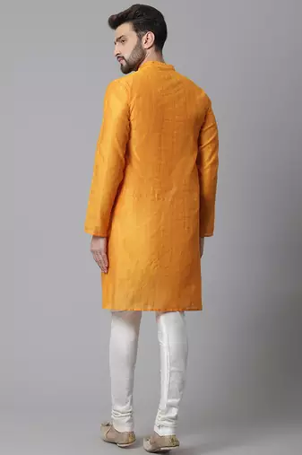 Check kurta with band collar