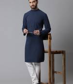 Solid kurta with band collar