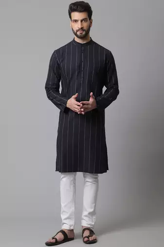 Pure cotton kurta with band collar