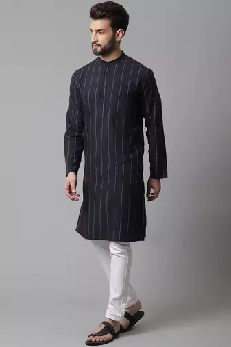 Pure cotton kurta with band collar
