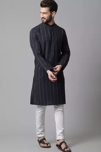 Pure cotton kurta with band collar