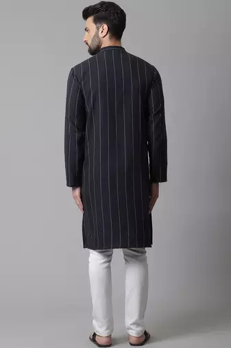 Pure cotton kurta with band collar