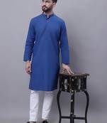 Pure cotton kurta with band collar