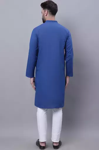 Pure cotton kurta with band collar