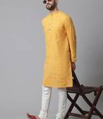 Cotton kurta with band collar