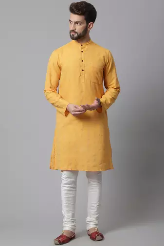 Cotton kurta with band collar