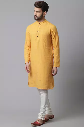 Cotton kurta with band collar