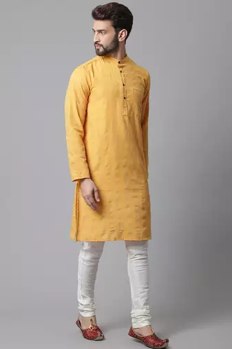 Cotton kurta with band collar
