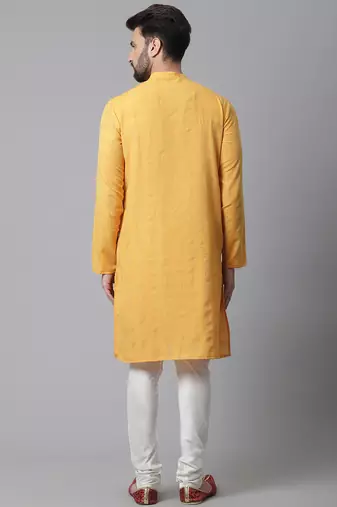 Cotton kurta with band collar