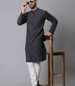 Pure cotton kurta with band collar