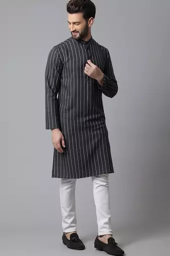 Pure cotton kurta with band collar