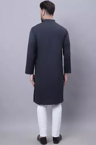 Pure cotton kurta with band collar