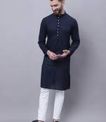 Pure cotton kurta with band collar