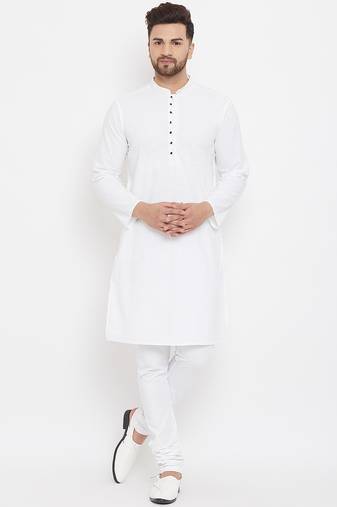 Pure cotton kurta with band collar
