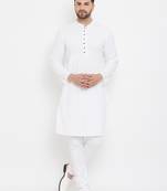 Pure cotton kurta with band collar