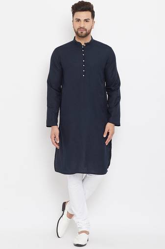 Pure cotton kurta with band collar