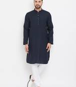 Pure cotton kurta with band collar