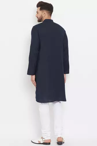 Pure cotton kurta with band collar