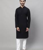 Pure cotton kurta with band collar