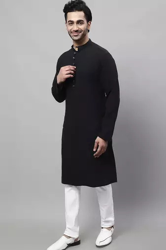 Pure cotton kurta with band collar