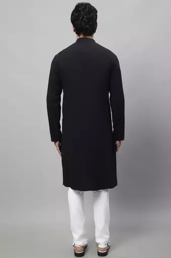 Pure cotton kurta with band collar