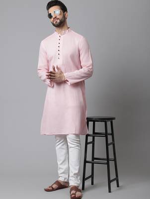 Pure cotton kurta with band collar 1