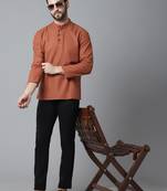 Pure cotton short kurta with band collar