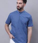 Pure cotton short kurta with band collar