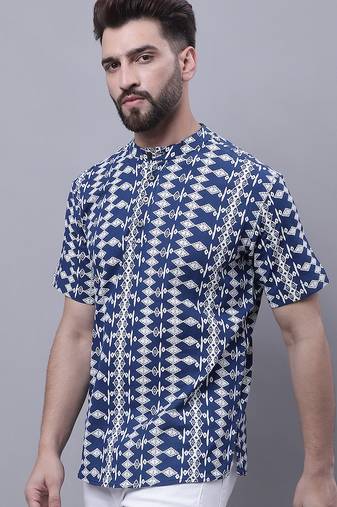 Pure cotton short kurta with band collar