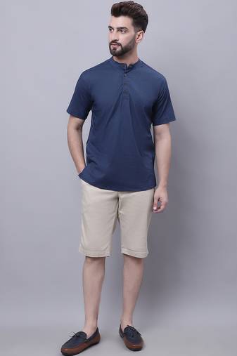 Pure cotton short kurta with band collar