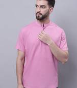 Pure cotton short kurta with band collar