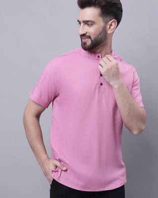 Pure cotton short kurta with band collar 3