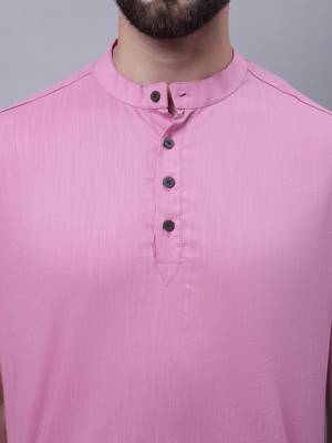 Pure cotton short kurta with band collar 5
