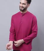 Pure cotton short kurta with band collar