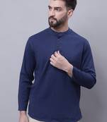 Pure cotton short kurta with band collar