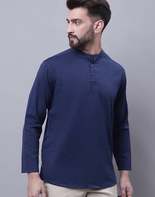 Pure cotton short kurta with band collar 2