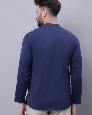 Pure cotton short kurta with band collar 3