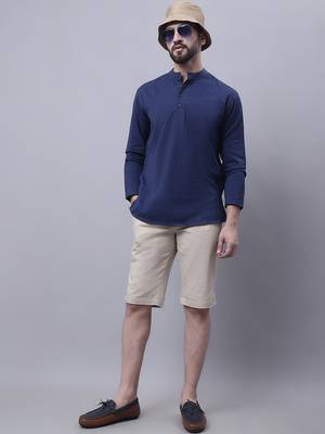 Pure cotton short kurta with band collar 5
