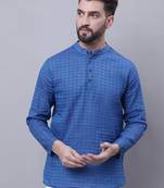 Pure cotton short kurta with band collar