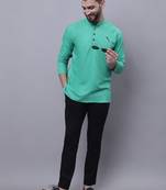 Pure cotton short kurta with band collar